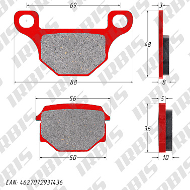 Колодки тормозные дисковые TTR250Rb, GR (зад.) 