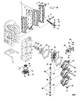 Впускной коллектор и резонатор 2-Х ТАКТНОГО ПЛМ MERCURY 75 Серийный номер от 0P017000 до 0P325499