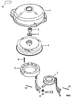 Маховик и статор (электрический) 2-Х ТАКТНОГО ПЛМ MERCURY 50EO Серийный номер от 0P017000 до 0P325499