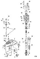 Корпус редуктора, карданный вал (Часть 1) 2-х тактного ПЛМ MERCURY 30 M Серийный номер от 0N001875 до 0N055504